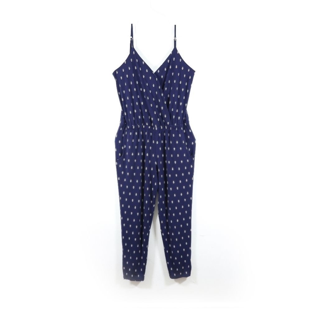 Veronica M Jumpsuit Navy Blue Triangle Pattern